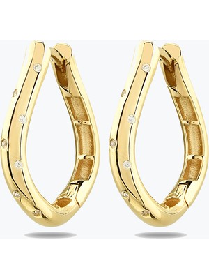 Goldium Jewellery Taş Detay Asimetrik Küpe