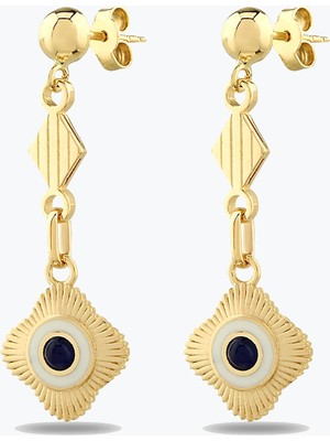 Goldium Jewellery Lacivert Etnik Madalyon Küpe