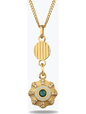 Goldium Jewellery Tasarım Çiçek Madalyon Kolye
