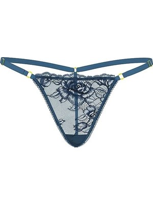 Very Sexy Denim Dantelli Ayarlanabilir V-String Külot - Jean Mavisi
