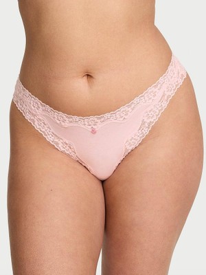 Lace Trim Dantelli Tanga - Melek Pembesi