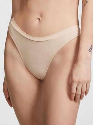 Pink Seamless Yüksek Bel Tanga Külot - Marzipan