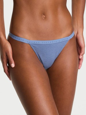 Victoria's Secret Esnek Pamuklu V-String Külot - Ay Işığı Mavisi