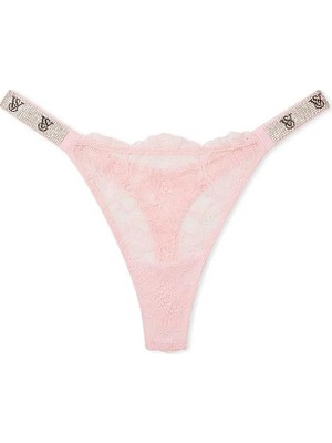 Very Sexy Işıltılı Askılı Dantelli Tanga - (Tek Renk)