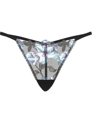 Very Sexy Orkide Işlemeli Işlemeli V-String Külot - (Tek Renk)