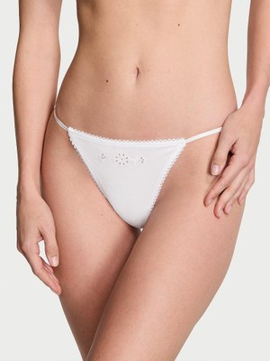 Victoria's Secret Esnek Pamuklu V-String Külot - Vs Beyazı