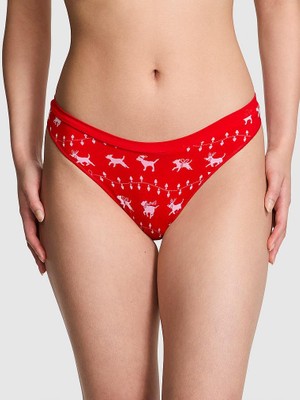 Pink Seamless Derin Bacak Kesim Tanga - Köpek Baskılı
