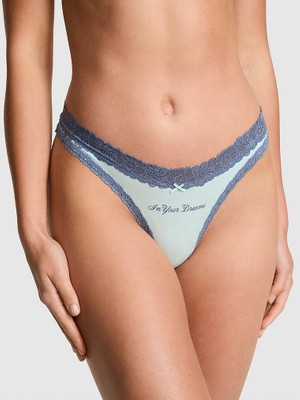 Pink Dantelli Pamuklu Tanga - (Tek Renk)
