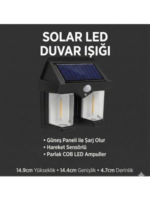 Kaia Life Rustik Ampul Ikili Solar Duvar Aplik Güneş Enerjili Hareket Sensörlü