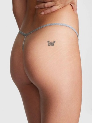 Pink Pamuklu V-String Külot - Kırçıllı Gri