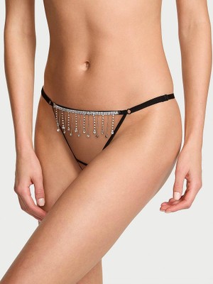 Very Sexy Püsküllü Işıltılı Ayarlanabilir V-String Külot - (Tek Renk)