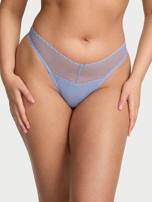 Victoria's Secret Dantelli Pointelle Derin Bacak Kesim Scoop Tanga - Bebek Mavisi