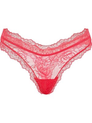 Very Sexy Gül Dantelli Derin Bacak Kesim Tanga - (Tek Renk)
