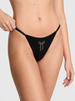 Pink Logo Detaylı Pamuklu Scoop Tanga - (Tek Renk)