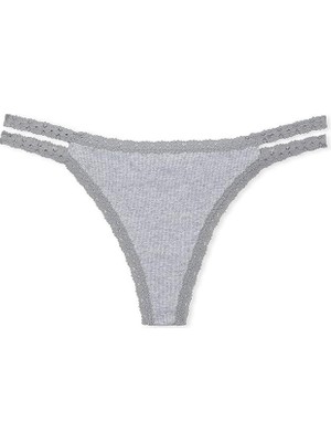 Pink Wink Dantelli Askılı Tanga - Açık Kırçıllı Gri