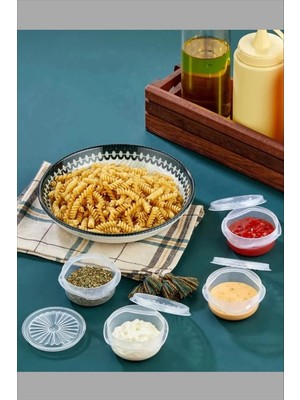 Kaia Life 6 Lı Yelpaze Kapaklı Şeffaf Mini Sosluk- Ketçap Mayonez Kabı- Kahve Yanı Şeker Lokumluk