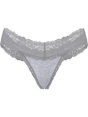 Pink Wink Dantel Detaylı Tanga - Açık Kırçıllı Gri