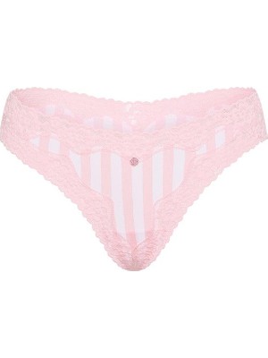 Lace Trim Dantelli Tanga - (Tek Renk)
