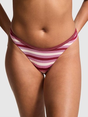 Pink Seamless Derin Bacak Kesim Tanga - Aytaşı Pembe Çizgili