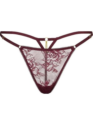 Very Sexy Dantelli Ayarlanabilir V-String Külot - Mürdüm