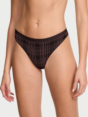 Seamless Seamless Işıltılı Ekose Tanga - Siyah Işıltılı Ekose