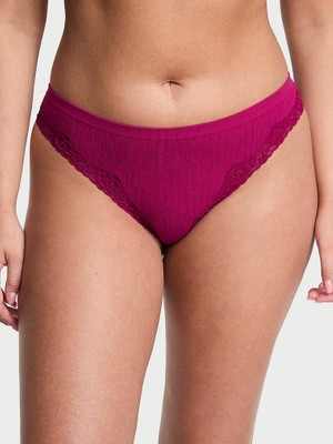 Seamless Seamless Ribanalı Dantelli Tanga - (Tek Renk)