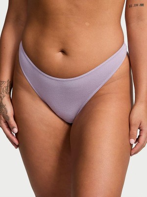 Victoria's Secret Esnek Pamuklu Derin Bacak Kesim Scoop Tanga - Mor