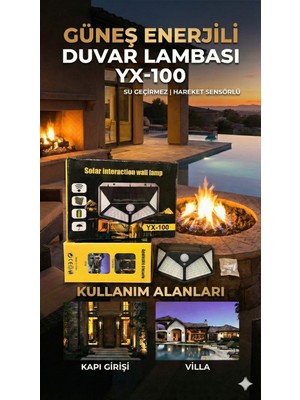 Kaia Life 100 LED Dış Mekan Solar Aydınlatma Fotoselli Solar Lamba Hareket Sensörlü