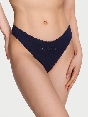Victoria's Secret Esnek Pamuklu Derin Bacak Kesim Scoop Tanga - Açık Lacivert