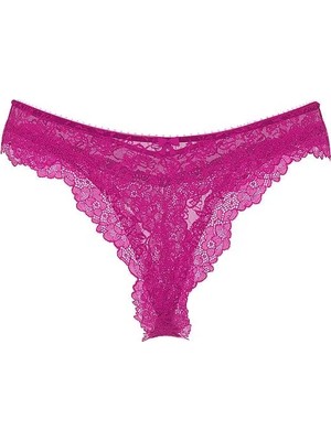 Victoria's Secret Tease Dantelli Derin Bacak Kesim Tanga - Mor