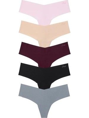 Pink 5'li Lazer Kesim Tanga - Çok Renkli