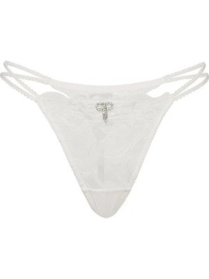 Dream Angels Işlemeli Askılı V-String Külot - Beyaz Işlemeli