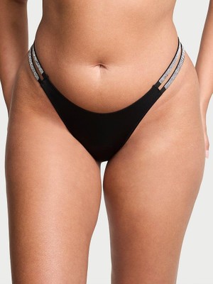 Very Sexy Işıltılı Çift Askılı Smooth Tanga - Siyah