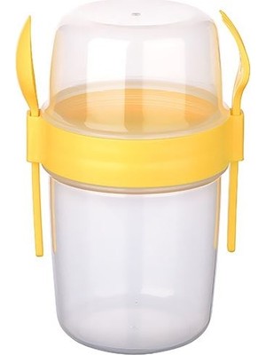 Kaia Life Çift Hazneli - Çatal Kaşıklı Portatif Müsli -Atıştırmalık Kabı 500 ml