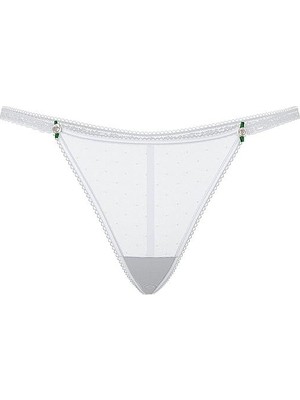 Pink Dantelli V-String Külot - Kırık Beyaz