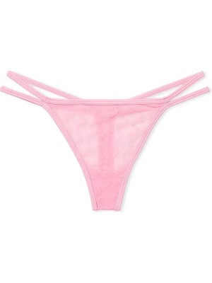 Pink Tül Baskılı Tanga - Açık Pembe