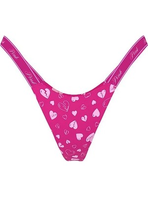 Pink Logo Detaylı Pamuklu Mikro Tanga - (Tek Renk)