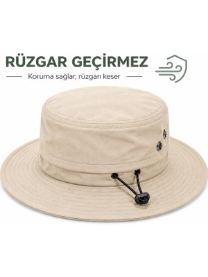 Reva Unisex Safari Şapka – Rüzgar Geçirmez & File Detaylı Çok Amaçlı Şapka