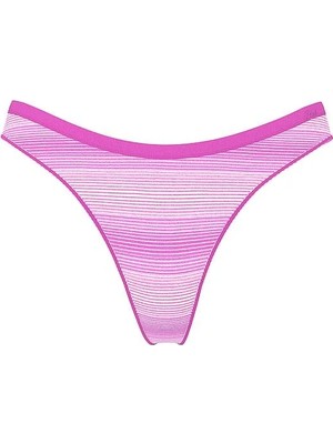 Pink Seamless Derin Bacak Kesim Tanga - Pembe Çizgili