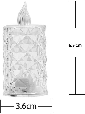 Kaia Life LED Mum Şeffaf Kristal LED Mum Pilli Alevsiz Çay Mumu Düğün Doğum Günü Ortam Işığı Midi