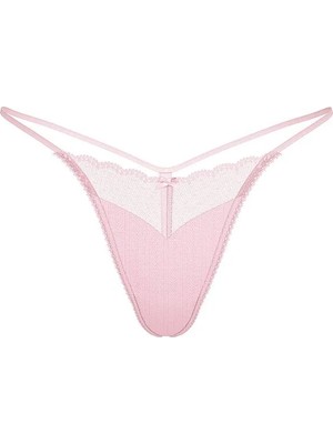 Victoria's Secret Dantelli Pointelle V-String Külot - Açık Pembe