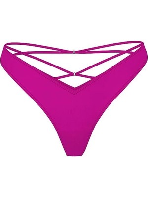 Very Sexy Arkası Askılı Derin Bacak Kesim Tanga - Mor