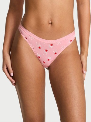 Victoria's Secret Derin Bacak Kesimli Scoop Tanga - Siyah Lolipop Baskılı