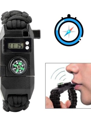 Kaia Life Paracord Dijital Saat Düdük Hayatta Kalma Kamp Bilekliği