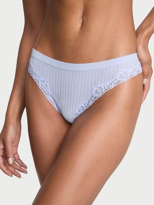 Seamless Seamless Ribanalı Dantelli Tanga - Soluk Gri