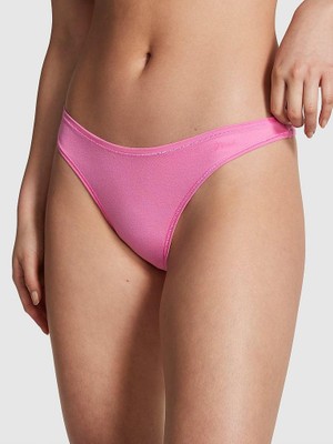 Pink Pamuklu Derin Bacak Kesim Tanga - Fuşya Pembe