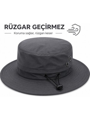 Reva Unisex Safari Şapka – Rüzgar Geçirmez & File Detaylı Çok Amaçlı Şapka