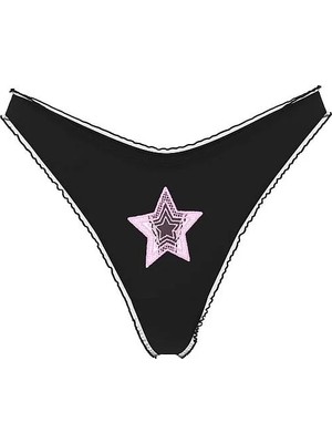 Pink Pamuklu Derin Bacak Kesim Tanga - Pembe Yıldız