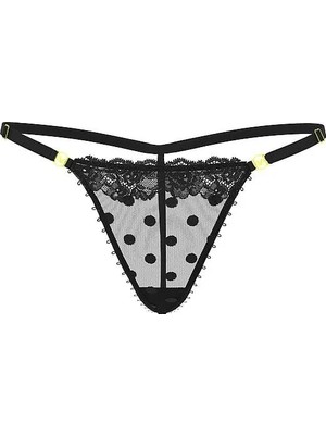 Very Sexy Tül Puantiyeli Dantelli V-String Külot - (Tek Renk)
