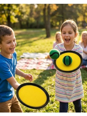 Hsc Bilişim 2 Kişilik Cırt Cırtlı Top Yakalama Oyunu Seti Bahçe Park Plaj Eğlencesi